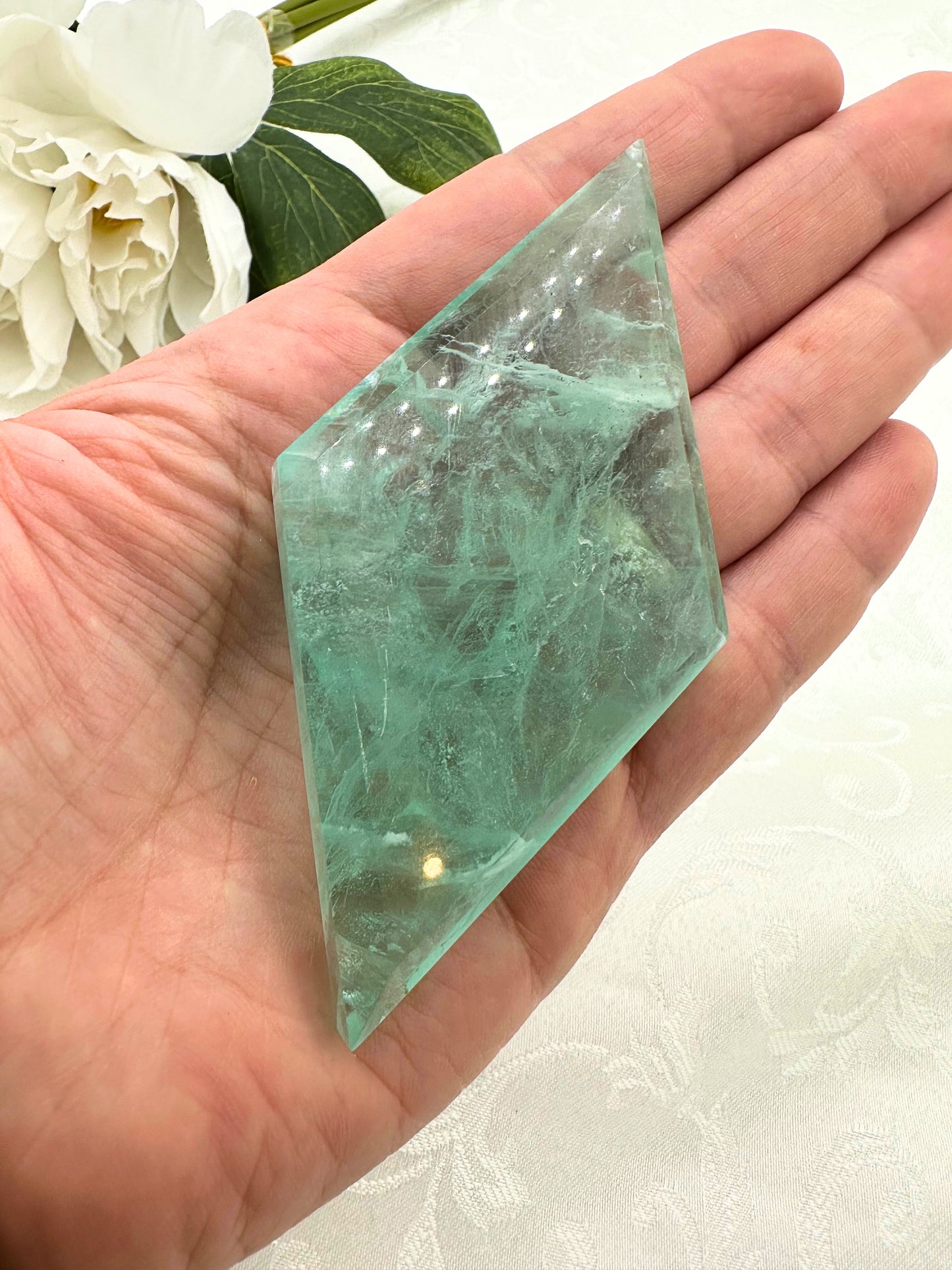 Rombo di Fluorite Verde (con supporto con Segni Zodiacali)