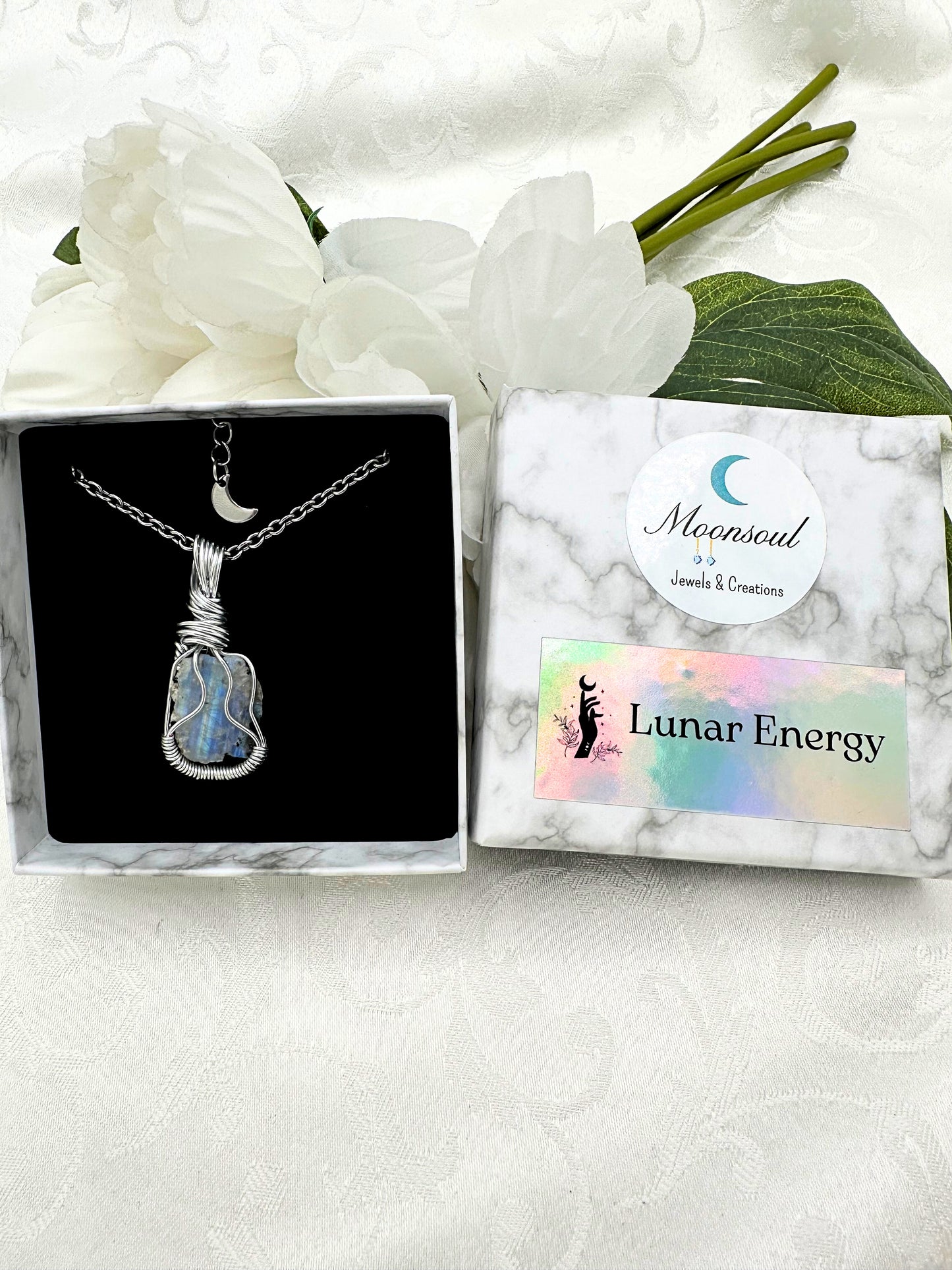 Collana Amuleto Labradorite Pietra Grezza