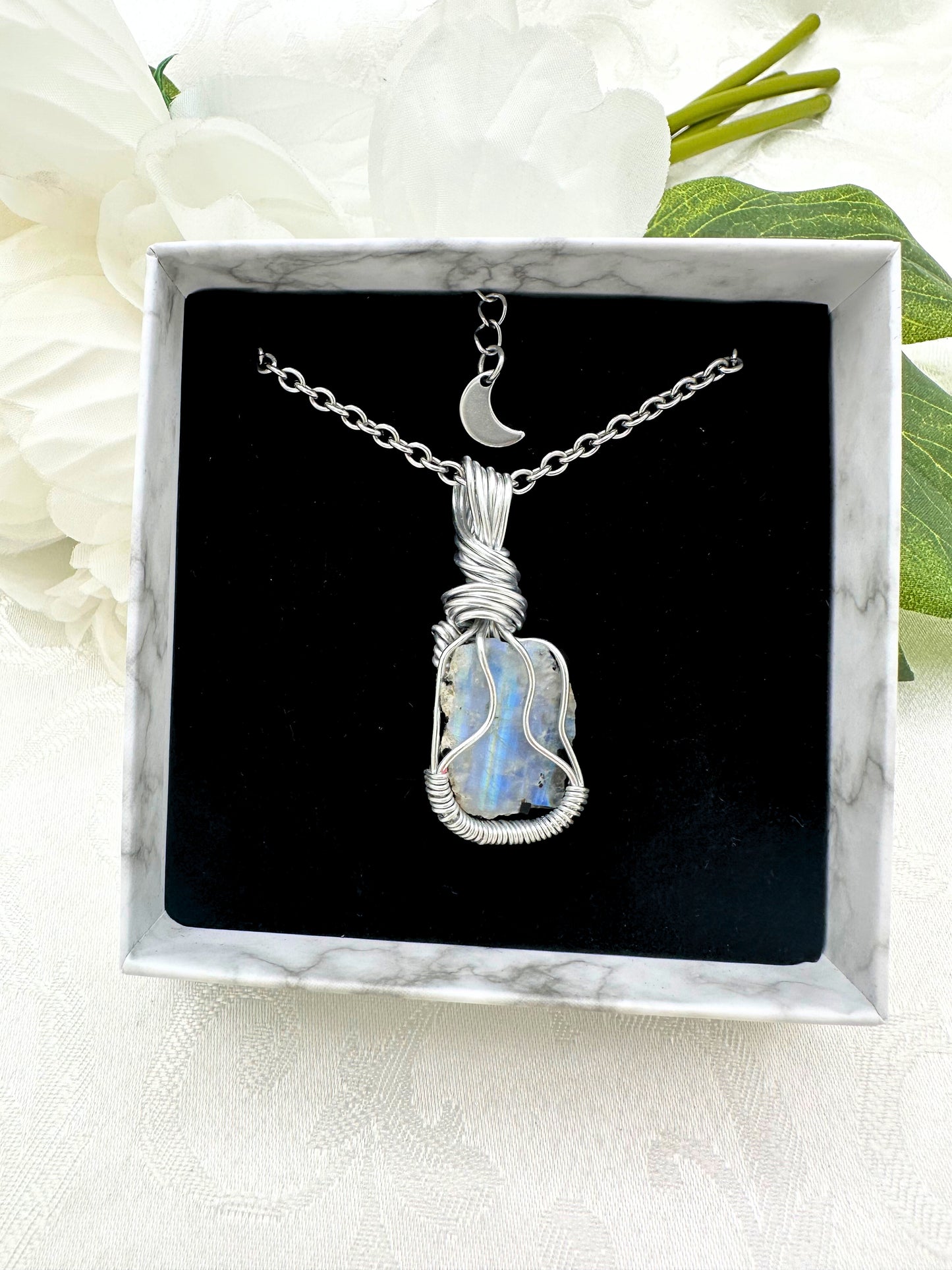 Collana Amuleto Labradorite Pietra Grezza