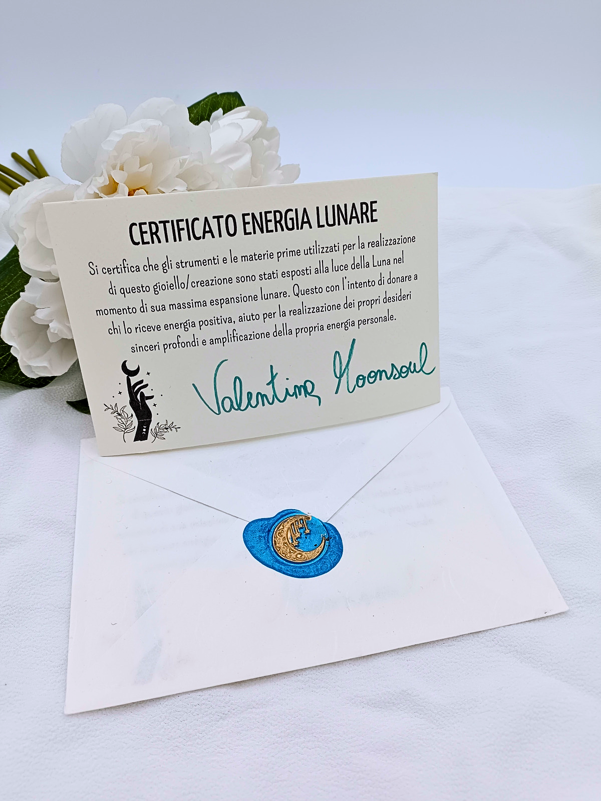 Certificato energia lunare per i gioielli realizzati da Valentina Moonsoul